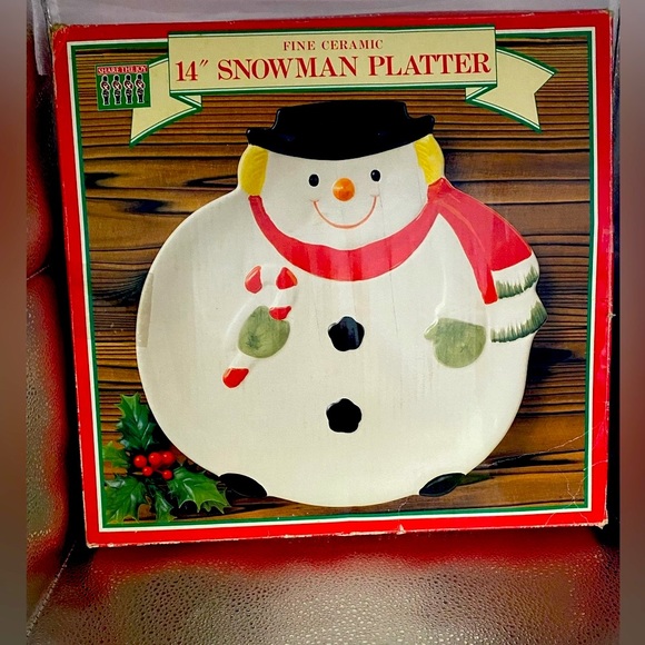 “Snowman” 14” Ceramic Platter - Vintage - Picture 9 of 9